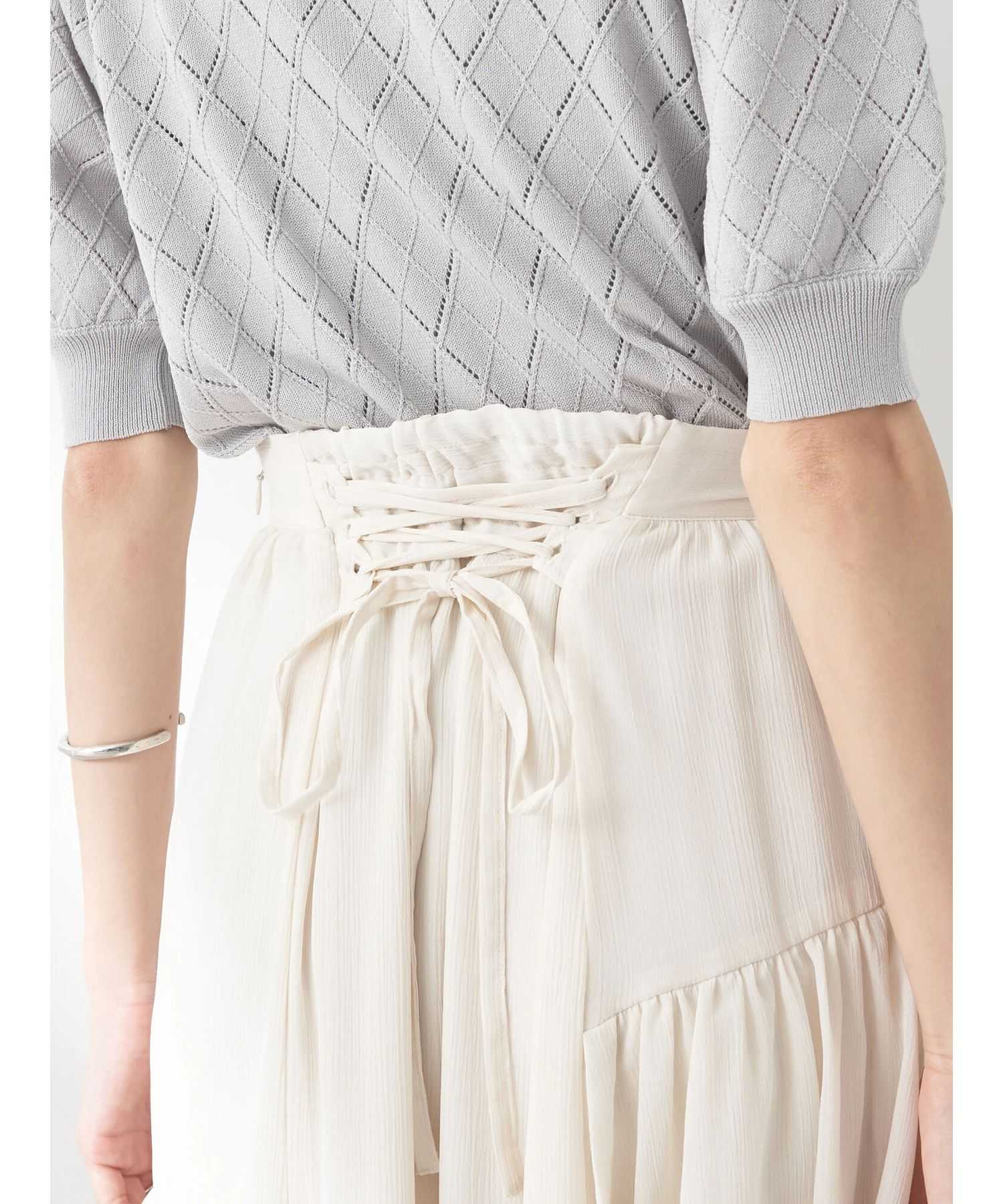 アースミュージックアンドエコロジー earth music&ecology シアー楊柳アシメティアードスカート (ライトグレー) ライトグレー