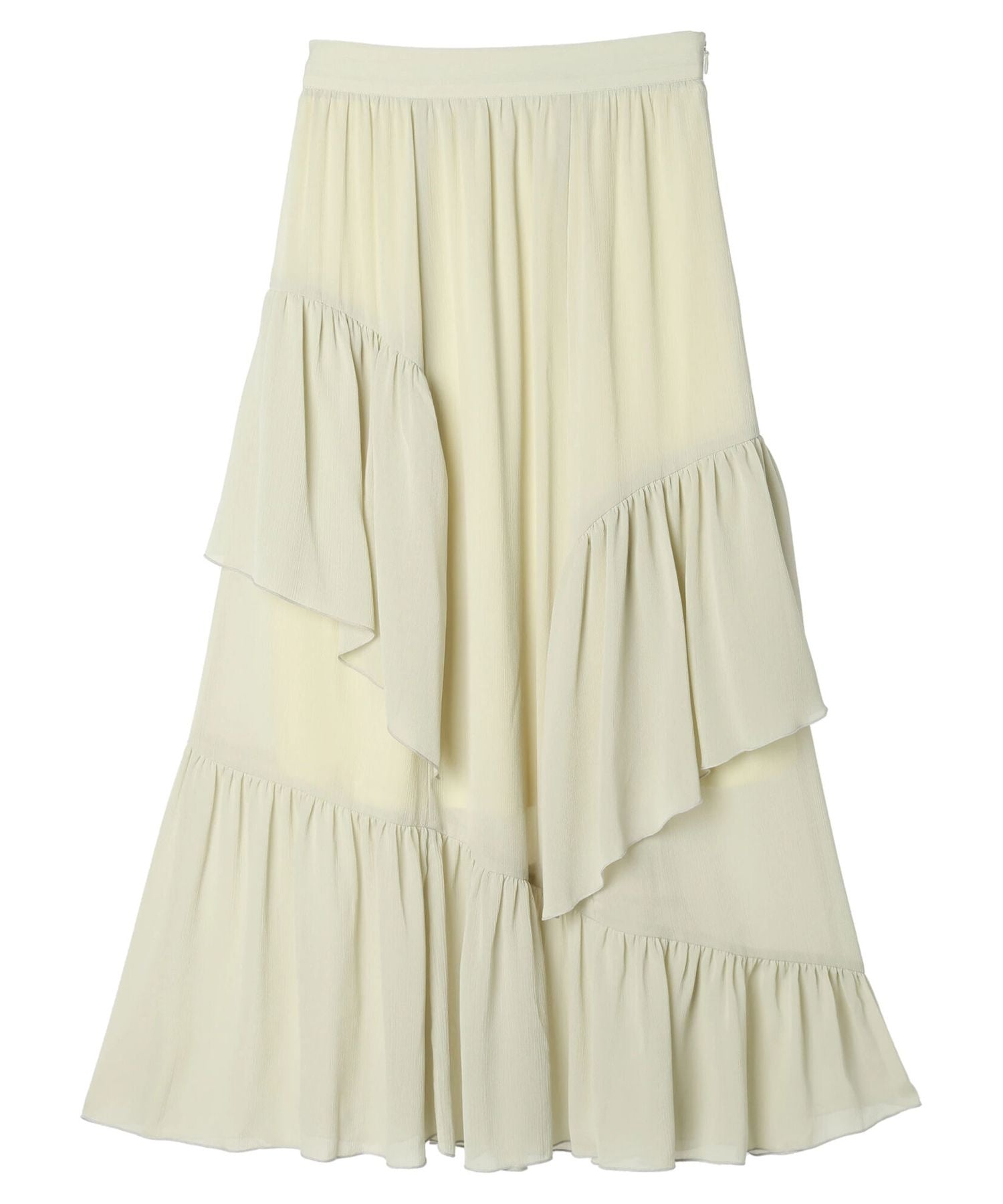 アースミュージックアンドエコロジー earth music&ecology シアー楊柳アシメティアードスカート (ライトグレー) ライトグレー