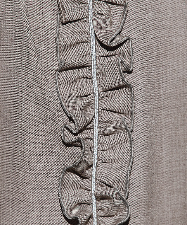 クラム ECLAM サイドフリルデザインパンツ (杢グレージュ) 杢グレージュ