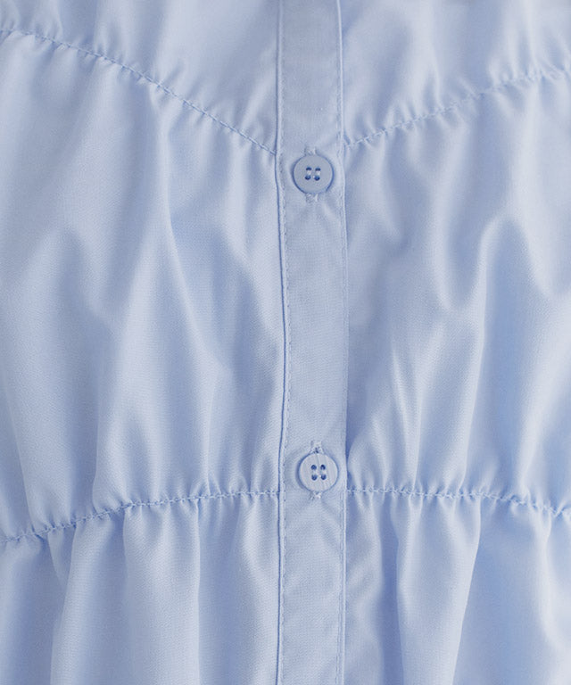 クラム ECLAM ウエストシャーリングデザインブラウス (ブルー) ブルー