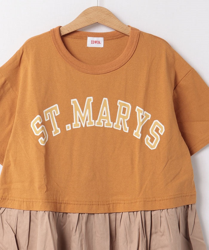 エドウィン EDWIN 22SS プリントTEEドッキングワンピース 785629B オレンジ