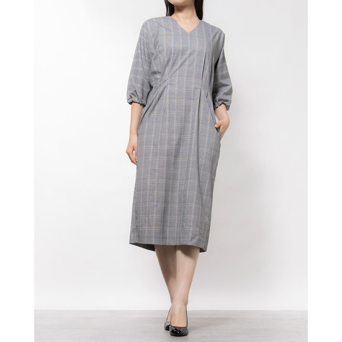 エディスト クローゼット EDIST. CLOSET グレンチェックワンピース グレー