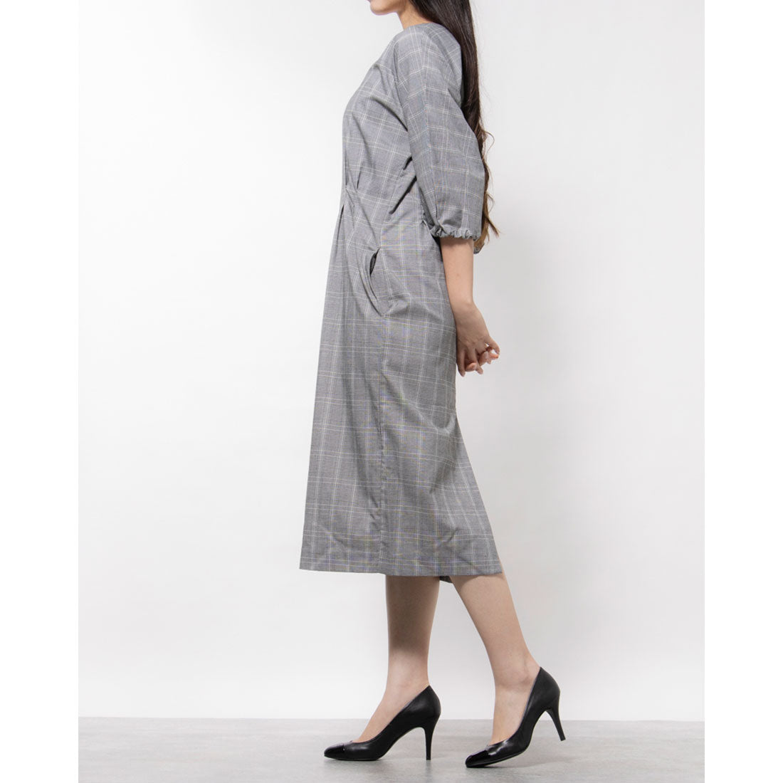 エディスト クローゼット EDIST. CLOSET グレンチェックワンピース グレー