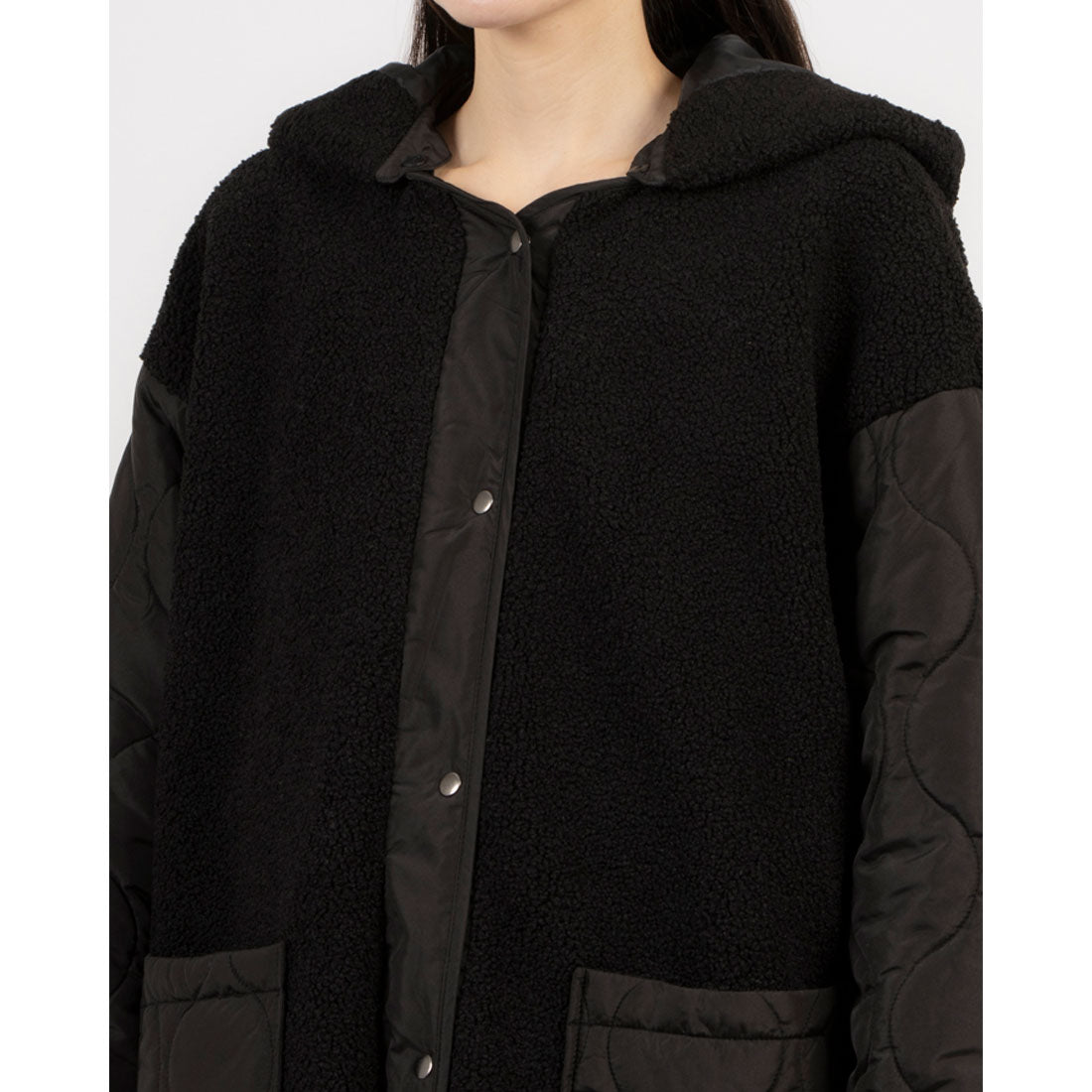 エグランティーヌ EGLANTINE ボア切り替えキルティングコート