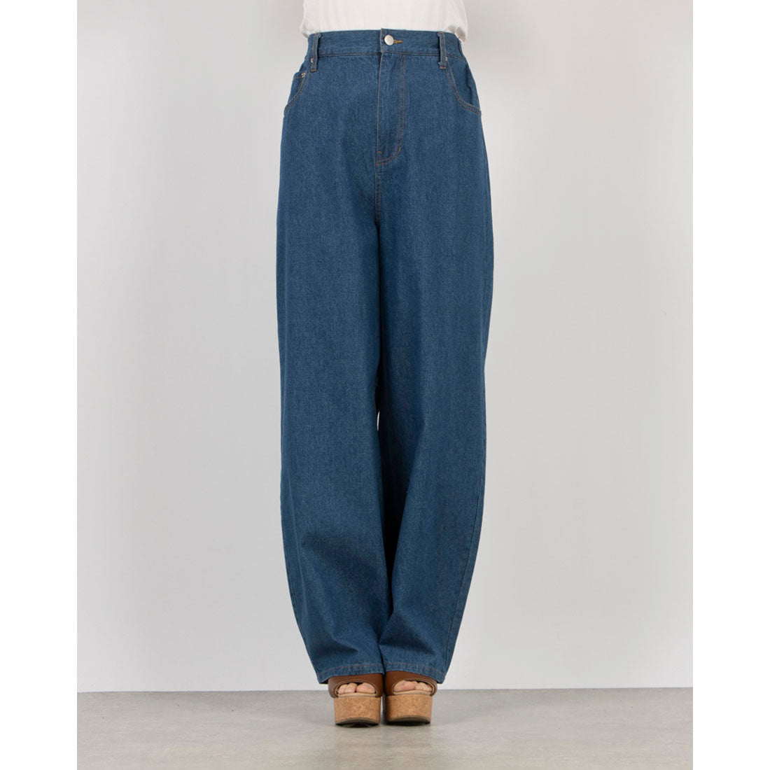 エグランティーヌ EGLANTINE カーブデニムパンツ (ブルー) ブルー