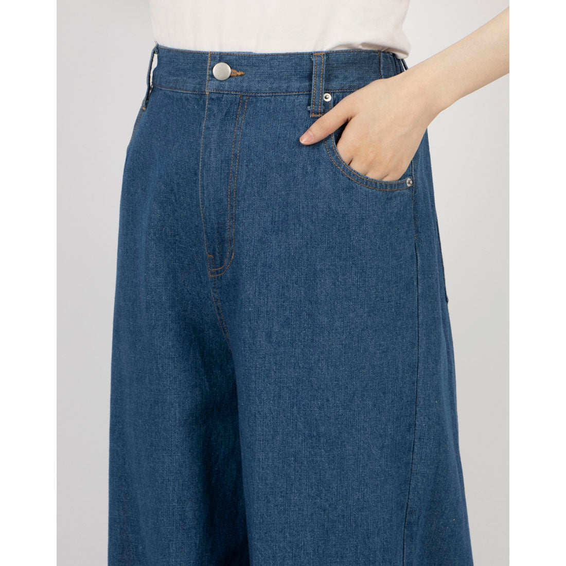 エグランティーヌ EGLANTINE カーブデニムパンツ (ブルー) ブルー