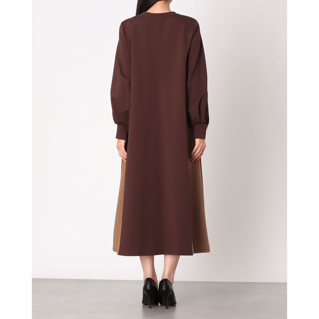 エグランティーヌ EGLANTINE 配色ワンピース (ブラウン) ブラウン