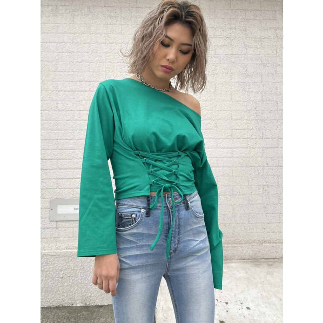 エゴイスト EGOIST ウエストレースアップトップス