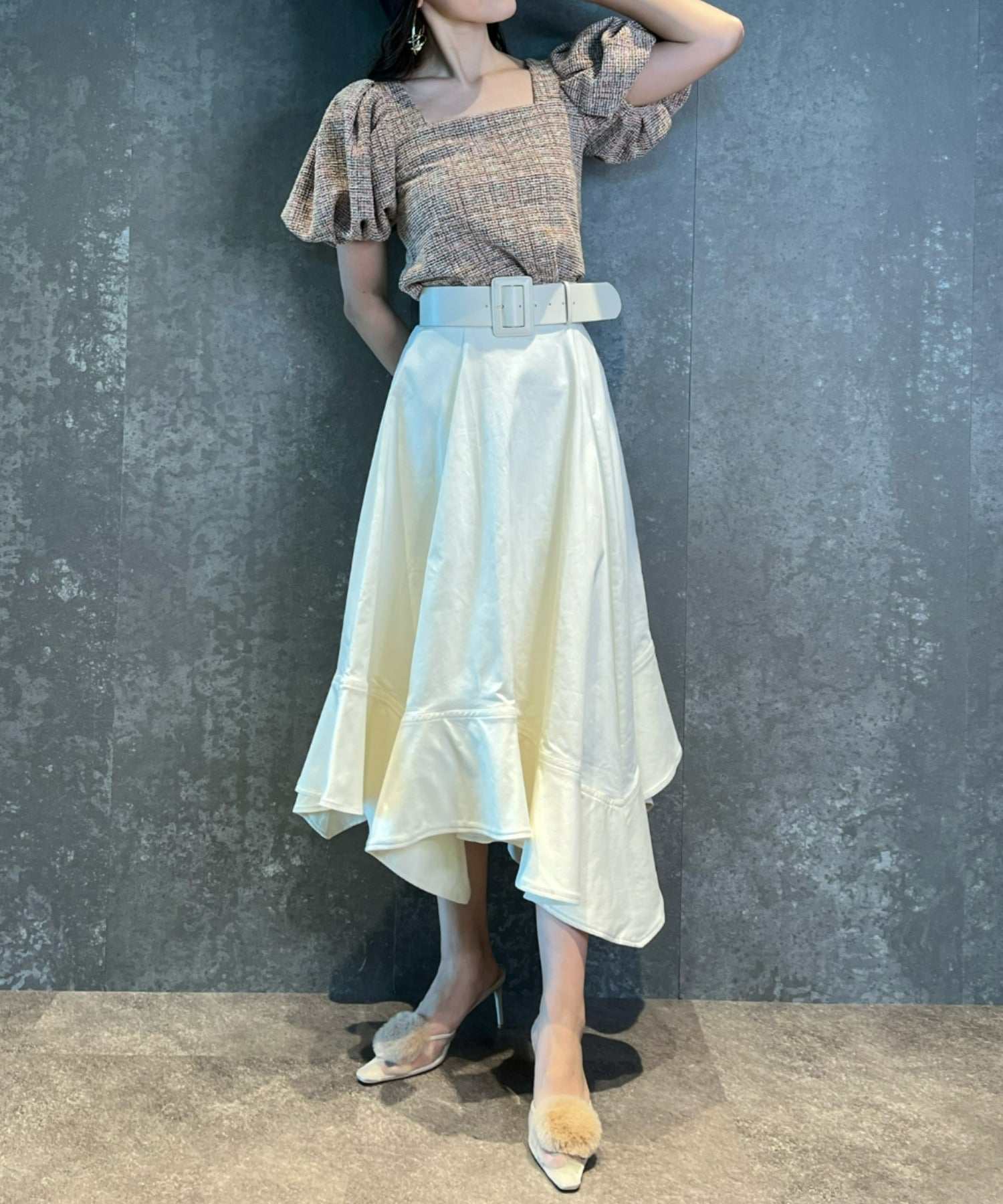 エイミーイストワール eimy istoire イレギュラーヘムフレアスカート