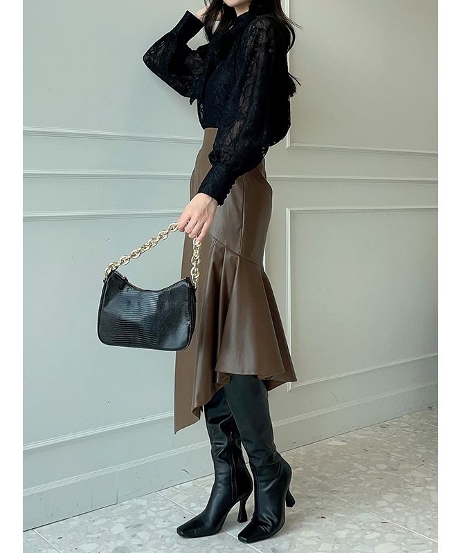 エイミーイストワール eimy istoire フェイクレザーイレギュラーヘムマーメイドスカート