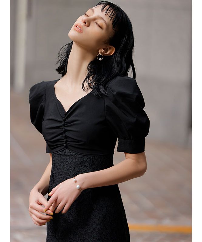 エイミーイストワール EIMY ISTOIRE ハートネックレースマーメイドワンピース (WHITE) WHITE