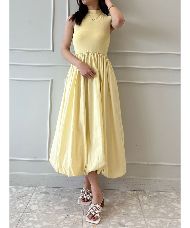 エイミーイストワール EIMY ISTOIRE バルーンシルエットドッキングニットワンピース (WHITE) WHITE