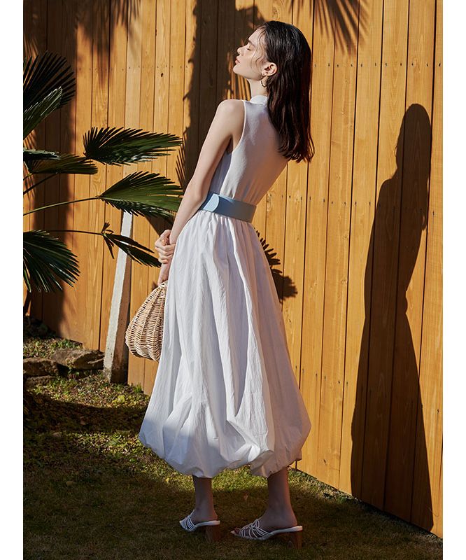 エイミーイストワール EIMY ISTOIRE バルーンシルエットドッキングニットワンピース (WHITE) WHITE