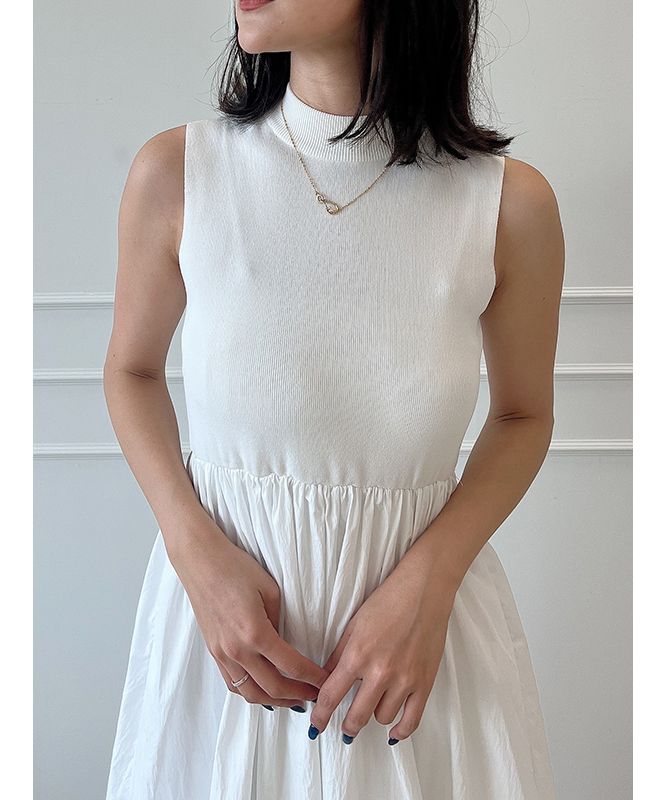 エイミーイストワール EIMY ISTOIRE バルーンシルエットドッキングニットワンピース (WHITE) WHITE