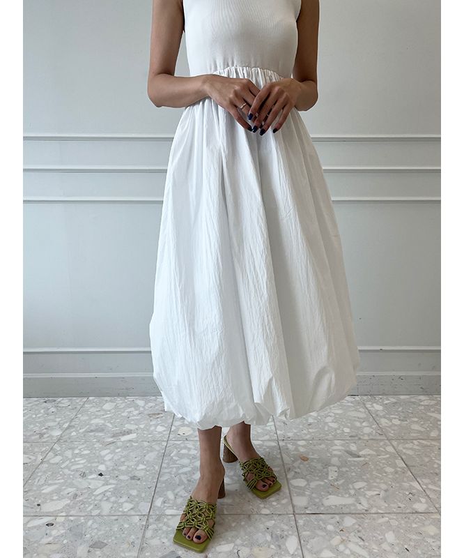 エイミーイストワール EIMY ISTOIRE バルーンシルエットドッキングニットワンピース (WHITE) WHITE