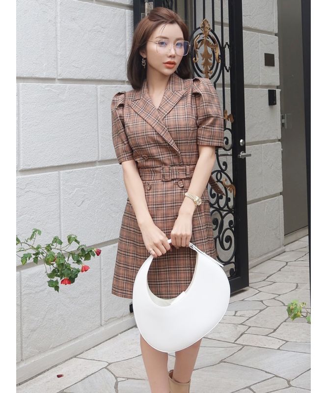 エイミーイストワール EIMY ISTOIRE GRACE JACKET CHECK MINI DRESS
