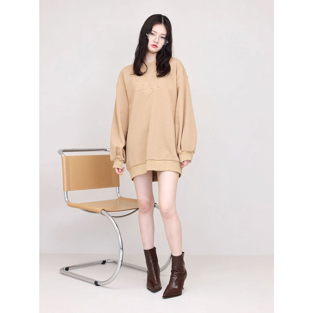 エイミーイストワール eimy istoire エンボススウェットワンピース,LATTE