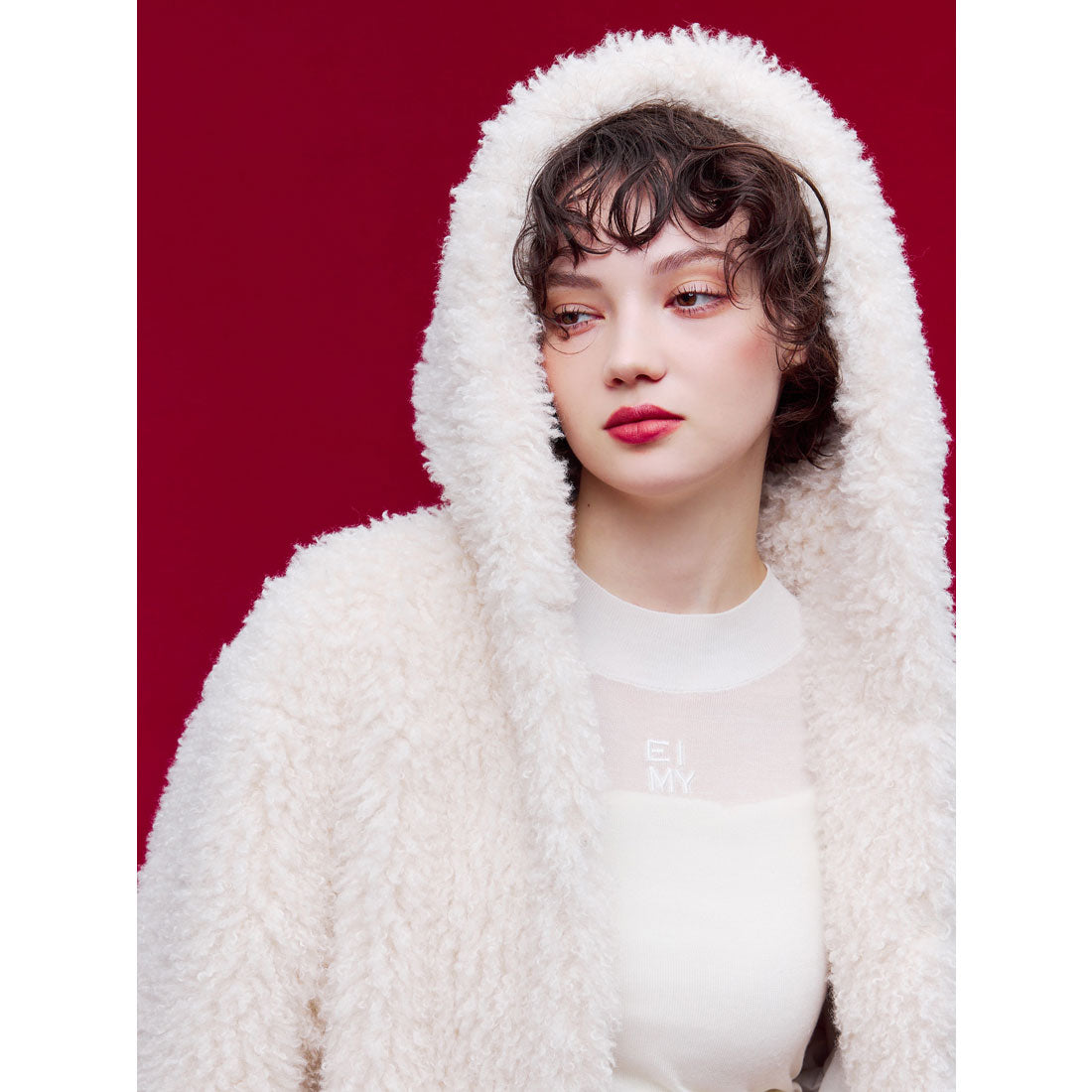eimy istoire EIMY ISTOIRE French poodle fur hood jacket
