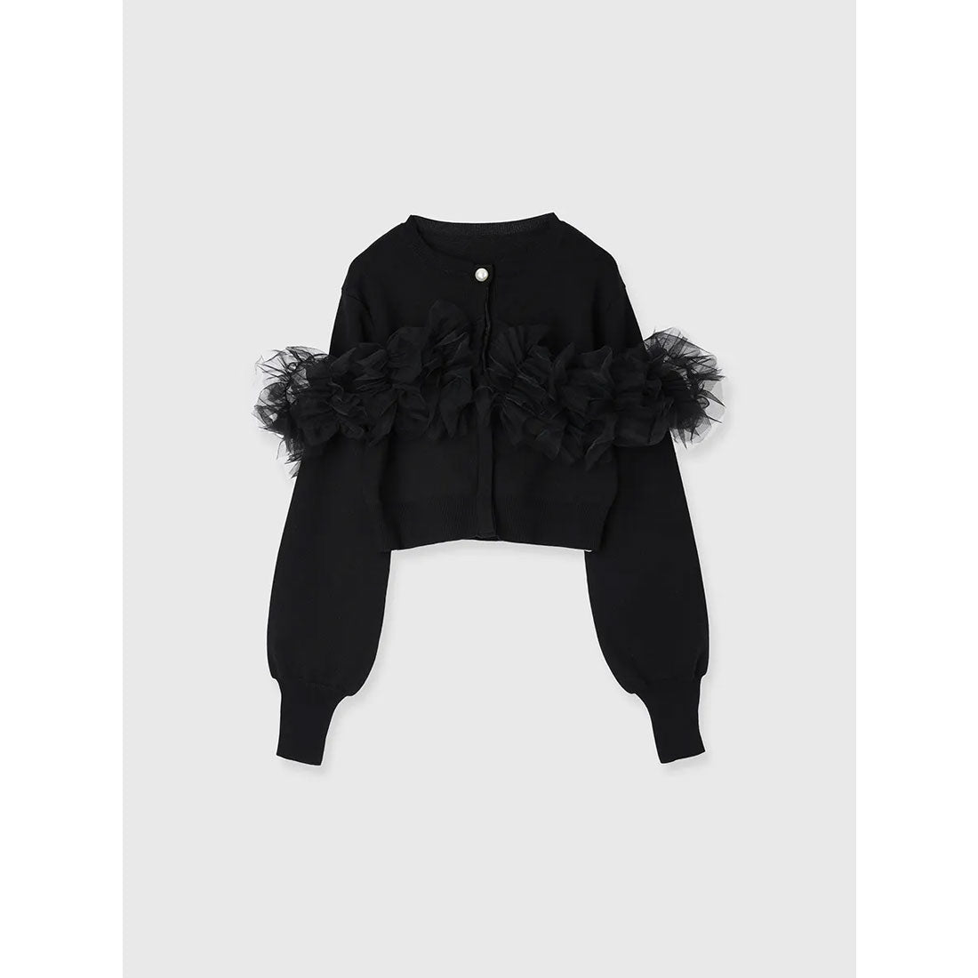 エイミーイストワール eimy istoire チュールフリルニットカーディガン