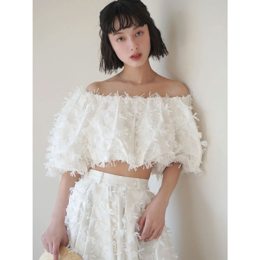 エイミーイストワール eimy istoire リボンクロスギャザーTOPS (WHITE) WHITE