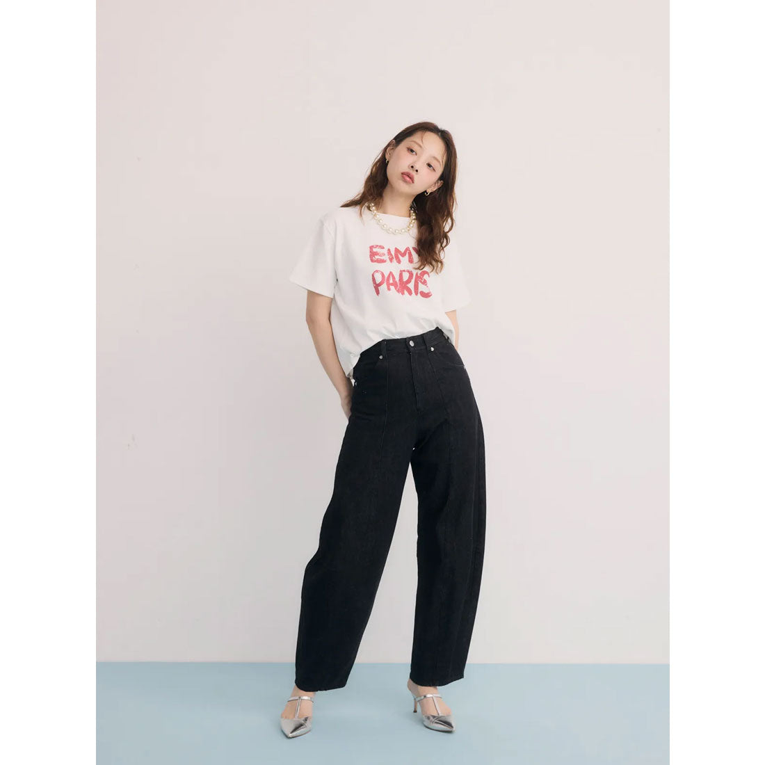 エイミーイストワール eimy istoire ペンキ風ロゴEIMY PARIS Tシャツ (YELLOW) YELLOW