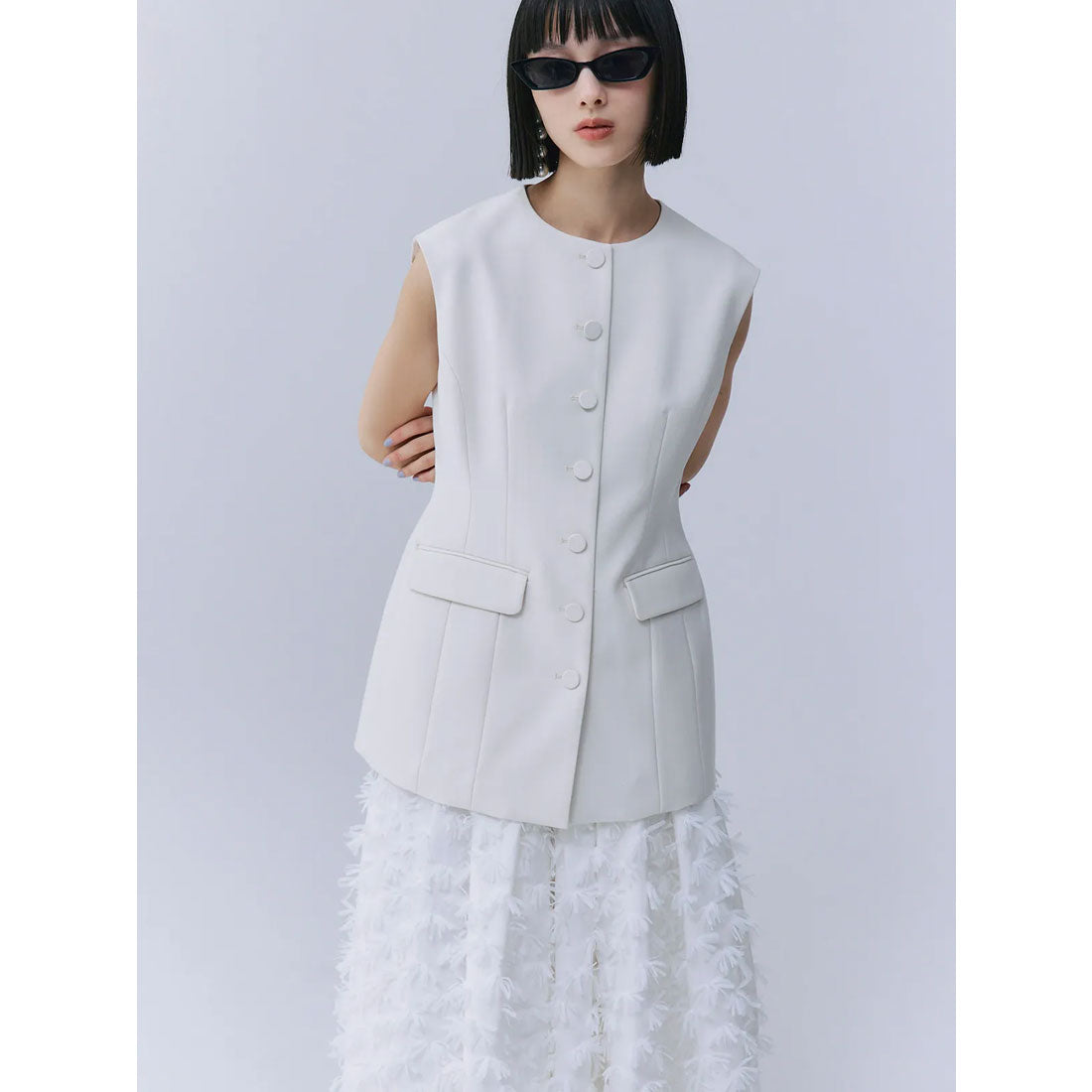 エイミーイストワール eimy istoire リボンクロスフレアスカート (WHITE) WHITE