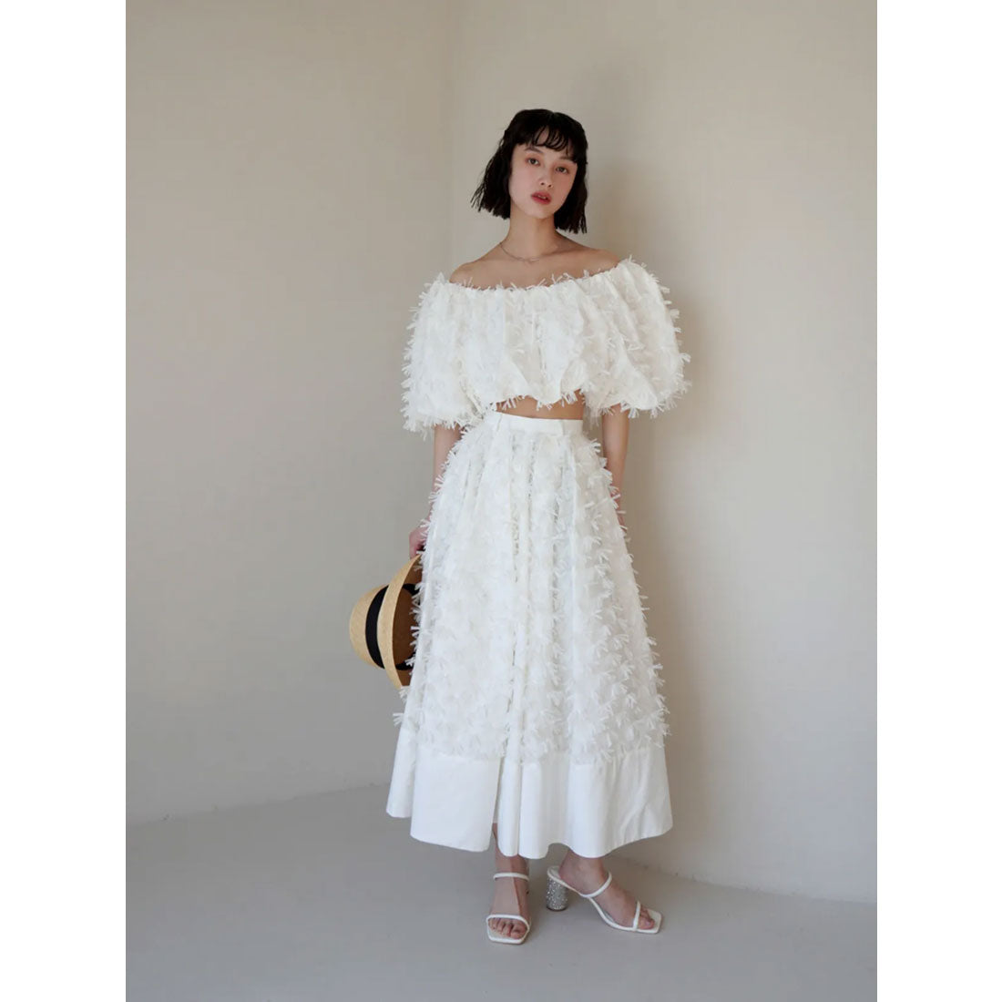 エイミーイストワール eimy istoire リボンクロスフレアスカート (WHITE) WHITE