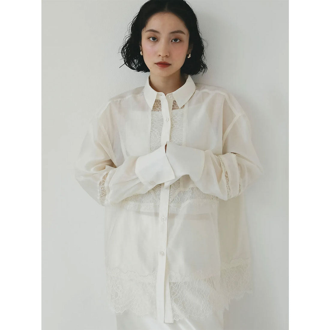 エイミーイストワール eimy istoire レースコンビシアーシャツ (WHITE) WHITE