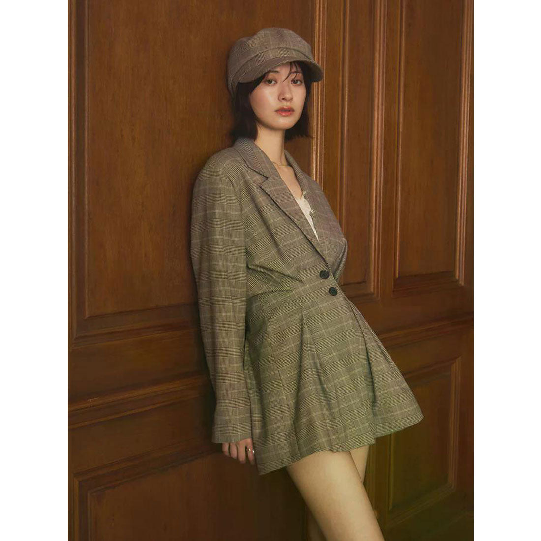 エイミーイストワール EIMY ISTOIRE ウエストタックグレンチェックジャケット (CHECK) CHECK