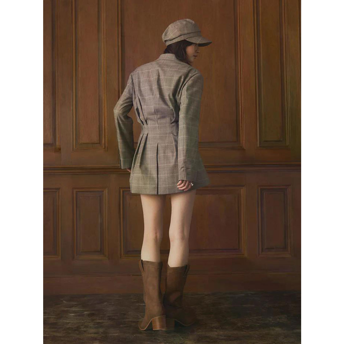 エイミーイストワール EIMY ISTOIRE ウエストタックグレンチェックジャケット (CHECK) CHECK