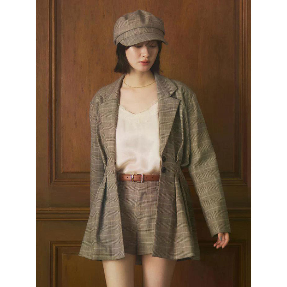 エイミーイストワール EIMY ISTOIRE ウエストタックグレンチェックジャケット (CHECK) CHECK