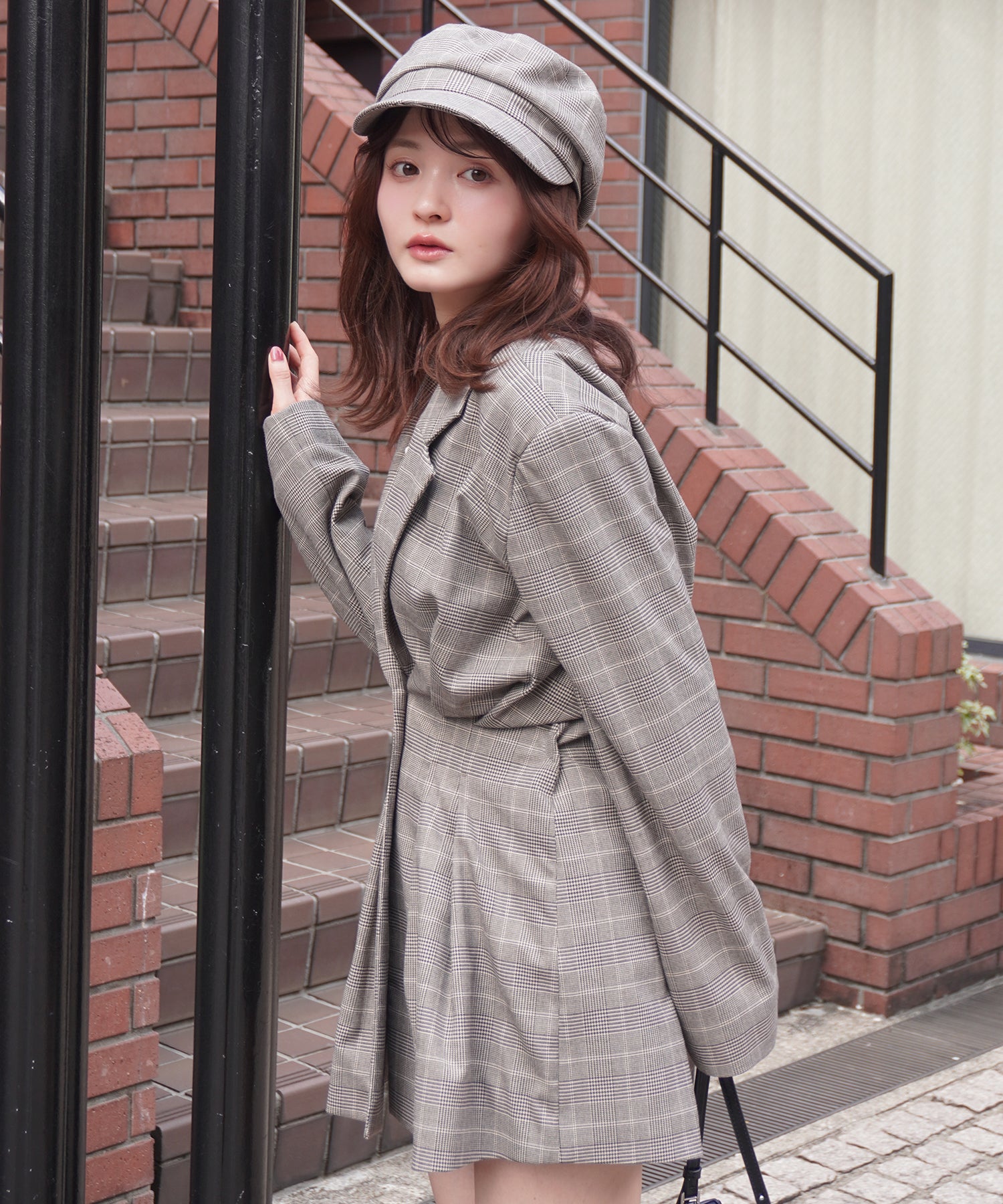 エイミーイストワール EIMY ISTOIRE ウエストタックグレンチェックジャケット (CHECK) CHECK