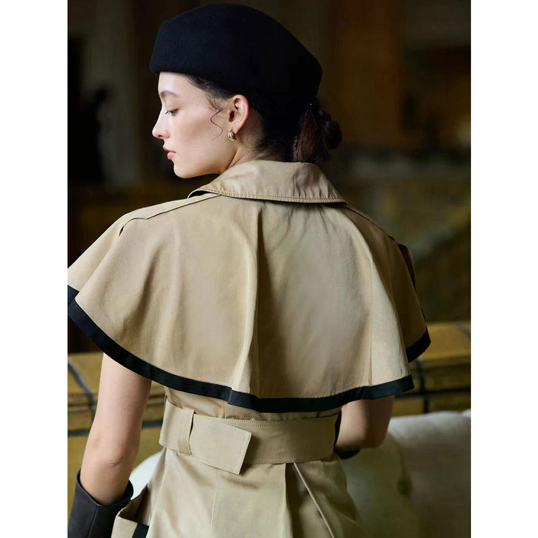 エイミーイストワール EIMY ISTOIRE コントラストトリムトレンチワンピース (BEIGE) BEIGE