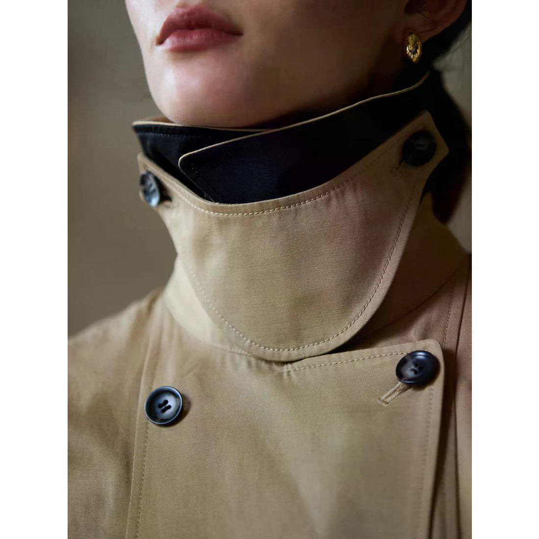 エイミーイストワール EIMY ISTOIRE コントラストトリムトレンチワンピース (BEIGE) BEIGE