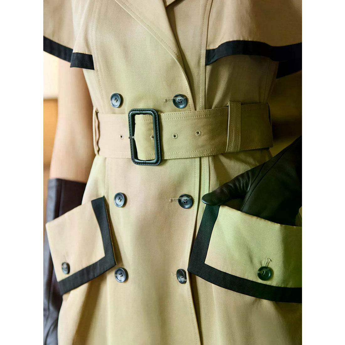 エイミーイストワール EIMY ISTOIRE コントラストトリムトレンチワンピース (BEIGE) BEIGE