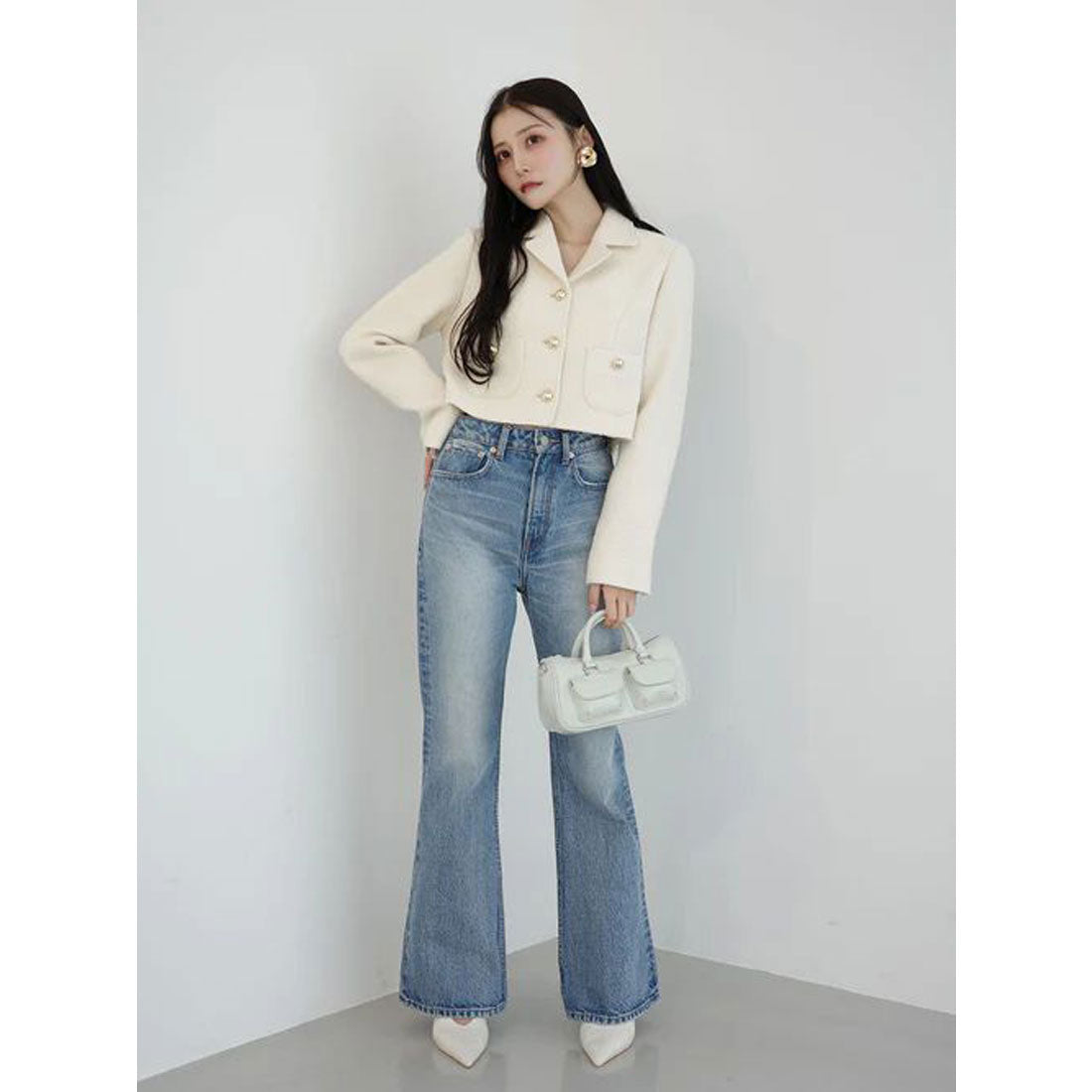 エイミーイストワール EIMY ISTOIRE クラシックツイードジャケット (OFF WHITE) OFF WHITE