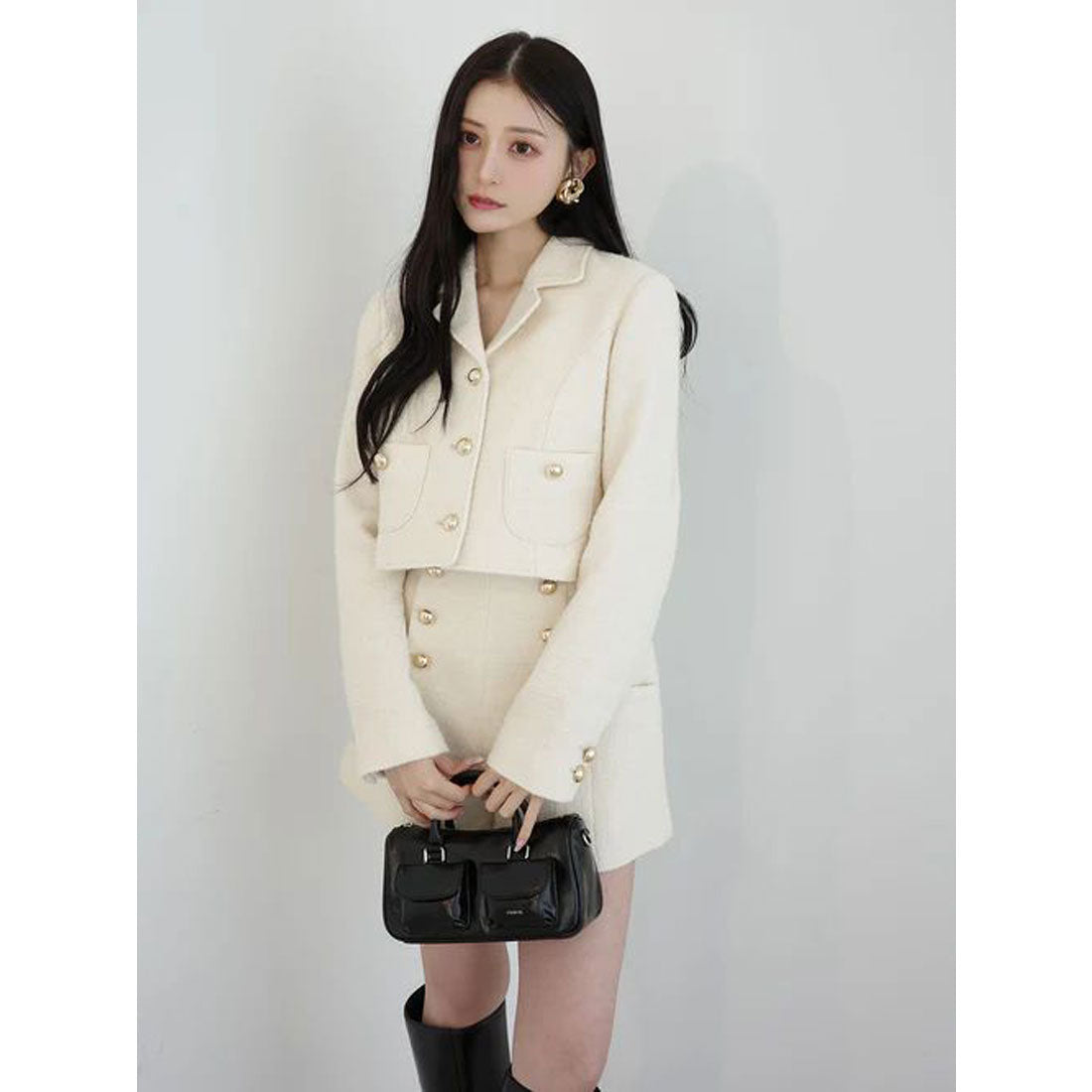 エイミーイストワール EIMY ISTOIRE クラシックツイードジャケット (OFF WHITE) OFF WHITE