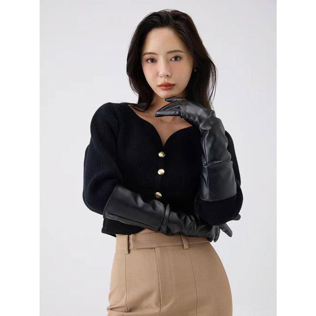 エイミーイストワール EIMY ISTOIRE Heart neck ウールカシミヤカーディガン (WHITE) WHITE