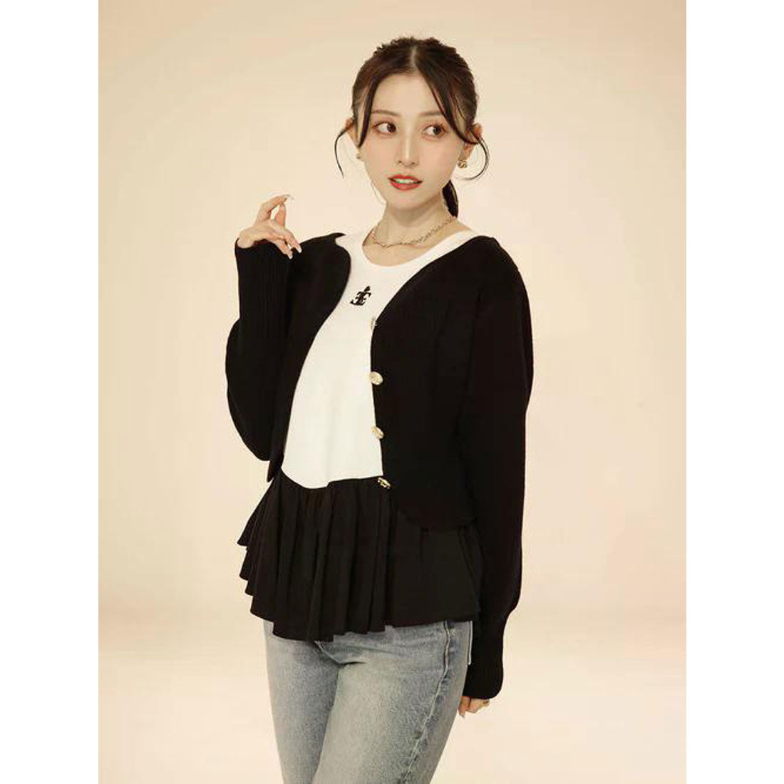 エイミーイストワール EIMY ISTOIRE Heart neck ウールカシミヤカーディガン (WHITE) WHITE