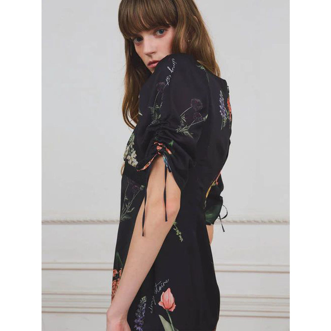 エイミーイストワール EIMY ISTOIRE レーストリムフラワーサテンワンピース (IVORY) IVORY