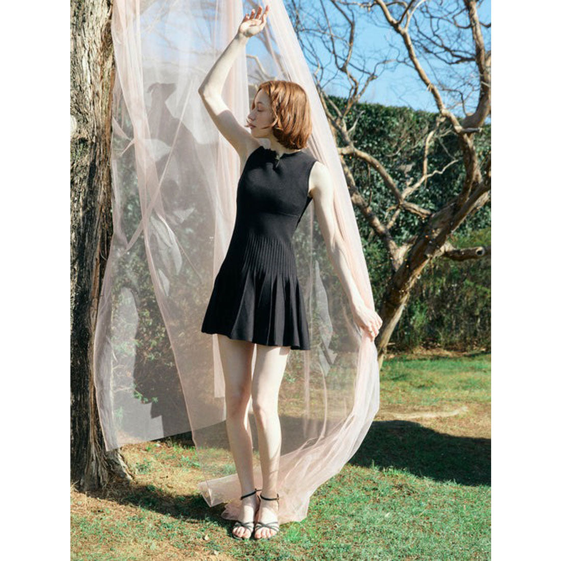 エイミーイストワール EIMY ISTOIRE FLARE KNIT MINI DRESS (BLACK) BLACK