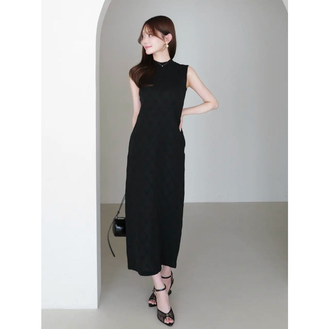 エイミーイストワール EIMY ISTOIRE PAPILLON MONOGRAM KNIT DRESS (BLACK) BLACK