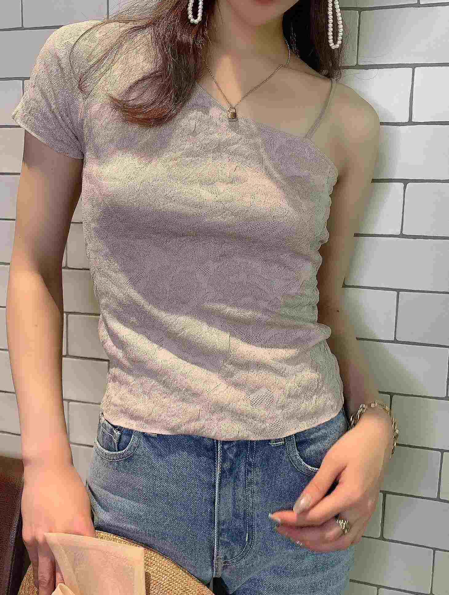 eimy istoire Alstromeria Jacquard One Shoulder Knit