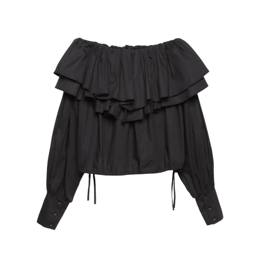 エイミーイストワール eimy istoire ダブルフリルオフショルダーブラウス （BLACK） エイミーイストワール eimy istoire ダブルフリルオフショルダー