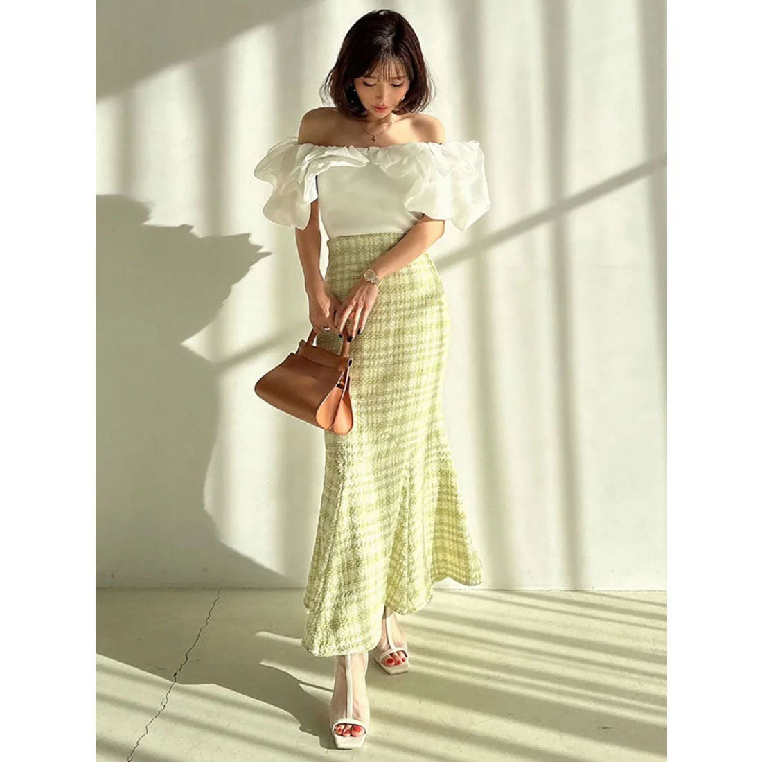 エイミーイストワール EIMY ISTOIRE スプリングツイードマーメイドスカート