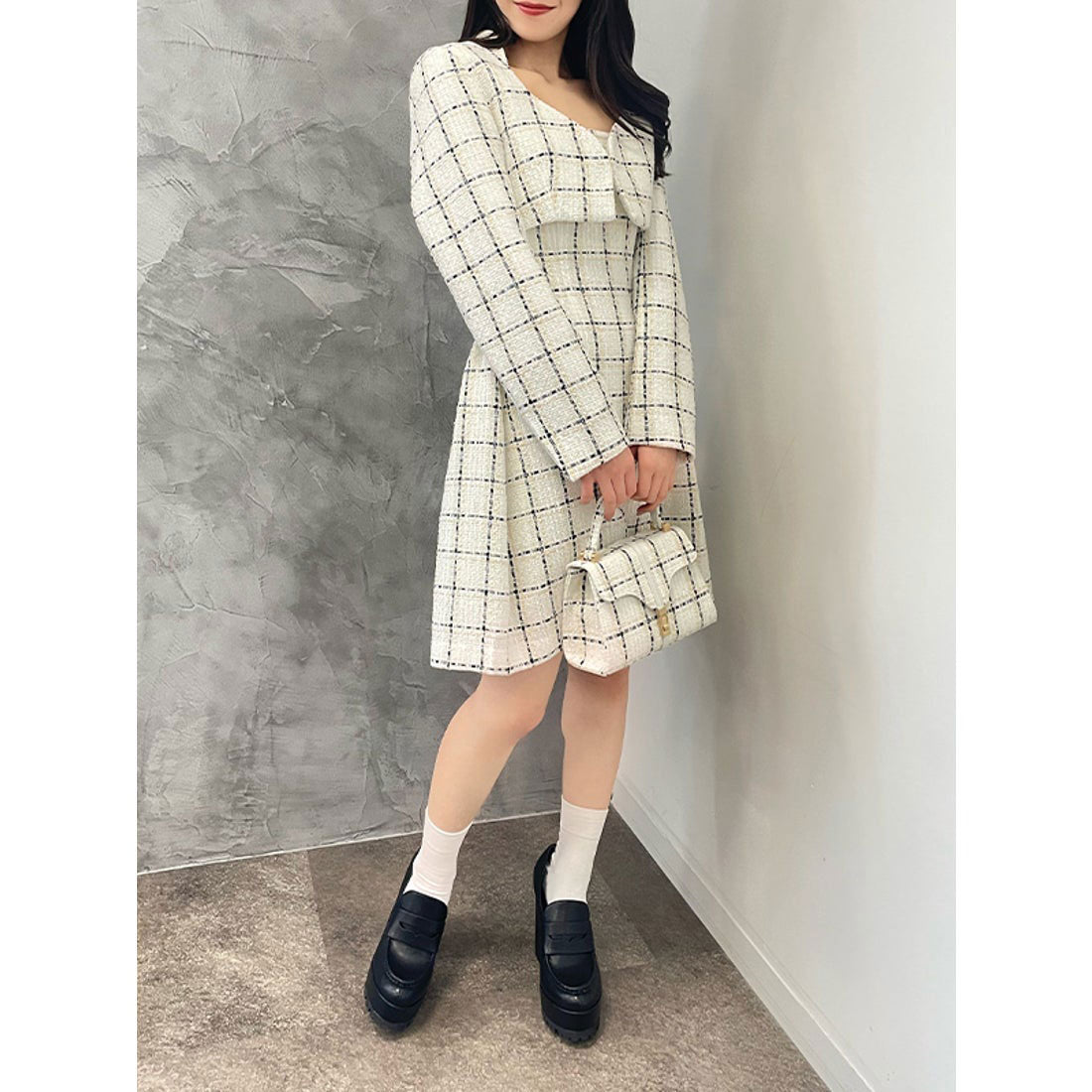 エイミーイストワール EIMY ISTOIRE eimy ribbon ツイードショートジャケット (WHITE) WHITE