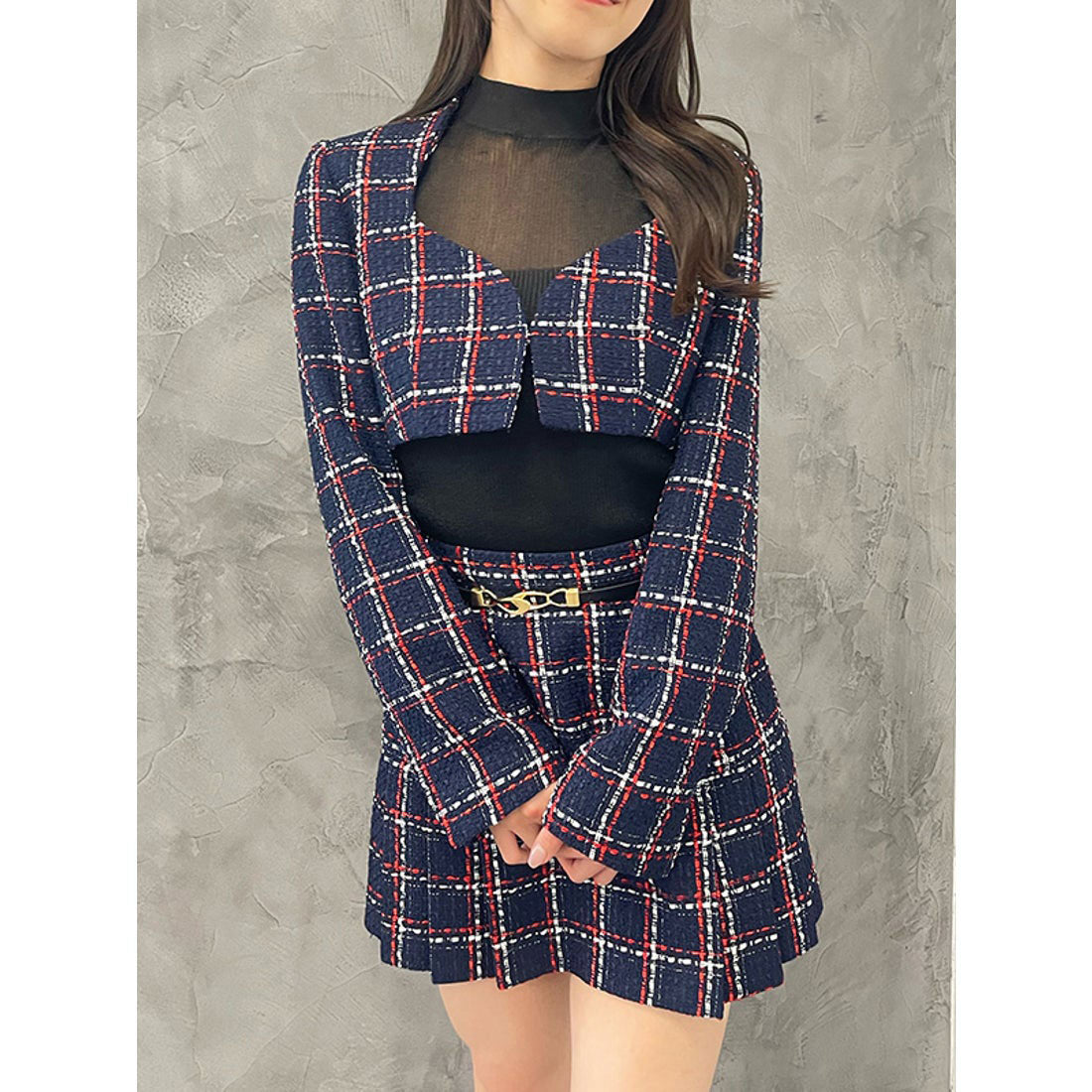 エイミーイストワール EIMY ISTOIRE eimy ribbon ツイードショートジャケット (WHITE) WHITE