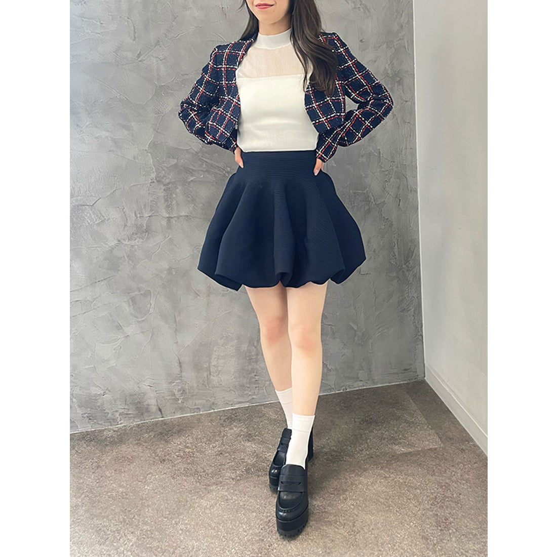 エイミーイストワール EIMY ISTOIRE eimy ribbon ツイードショートジャケット (WHITE) WHITE