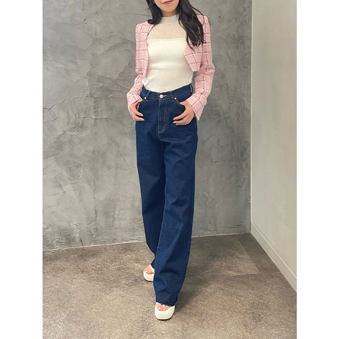 エイミーイストワール EIMY ISTOIRE eimy ribbon ツイードショートジャケット (WHITE) WHITE