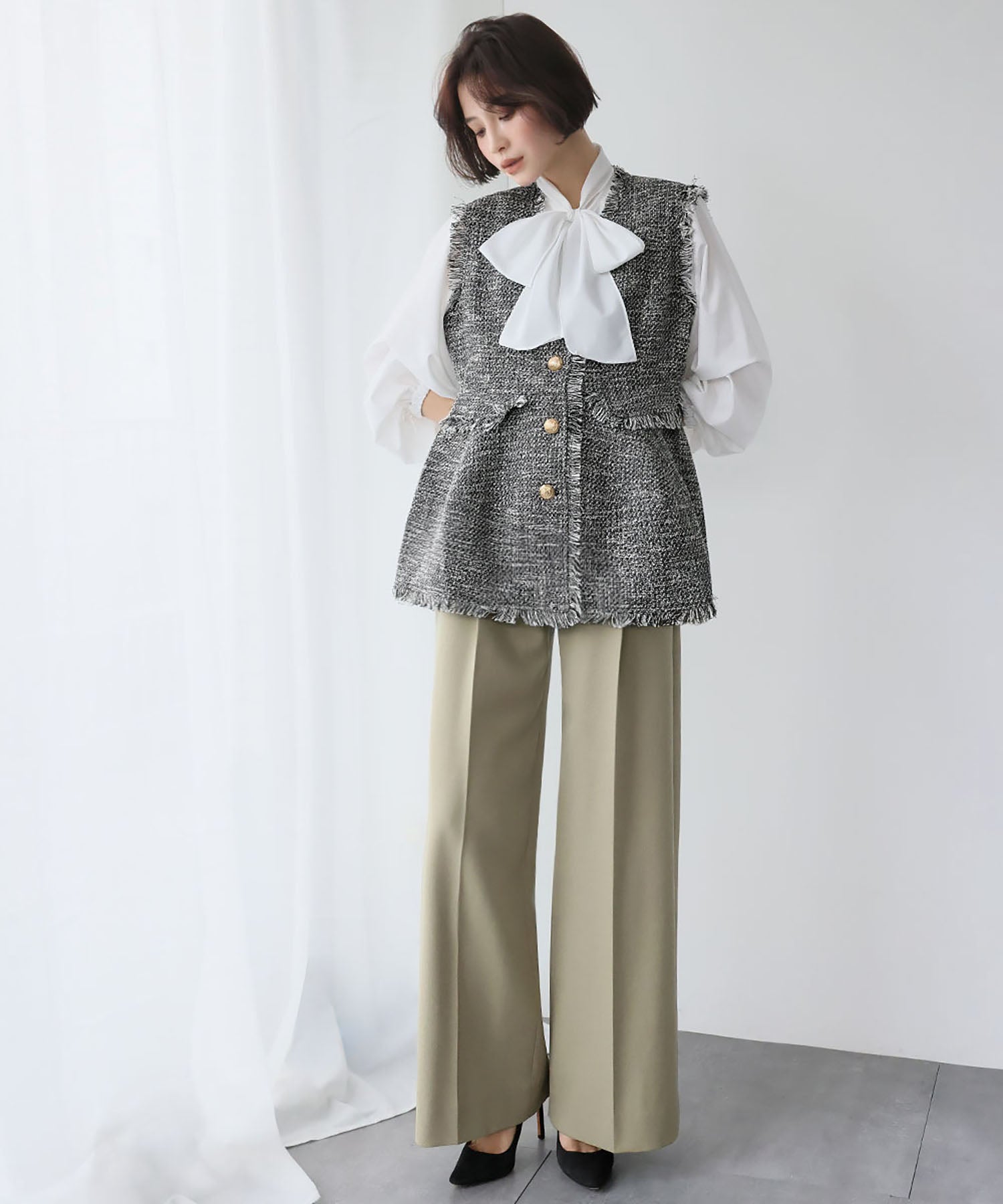 ELFRANK ELFRANK 佩普拉姆呢子流蘇背心